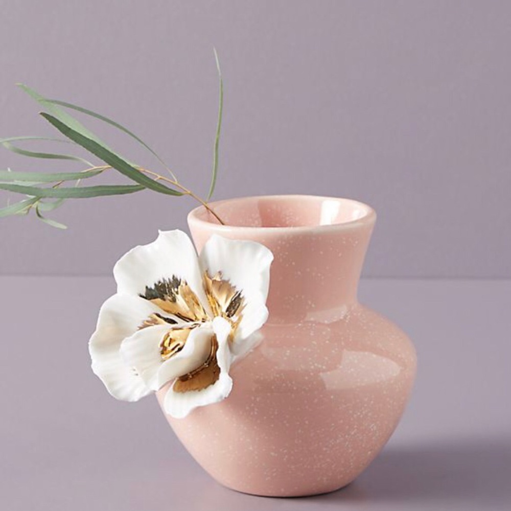 Anthropologie Pink Flower Vase